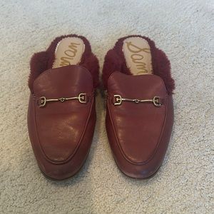 Sam Edelman Maroon Mules with Fur